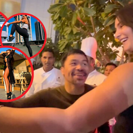 Boxing Legend Manny Pacquiao Thrilled to Meet Towering Kickboxing Giantess “Very Tall!”