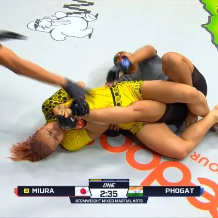 Ayaka Miura submits Ritu Phogat with a Knee Bar in the First Round – ONE 171 Results